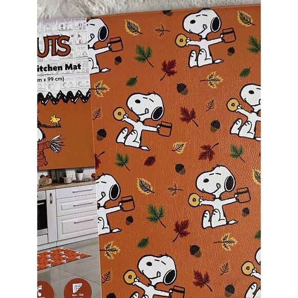 Peanuts Snoopy Coffee Donuts Anti Fatigue Kitchen Mat 20” X 39” Fall Autumn NEW - Picture 7 of 13